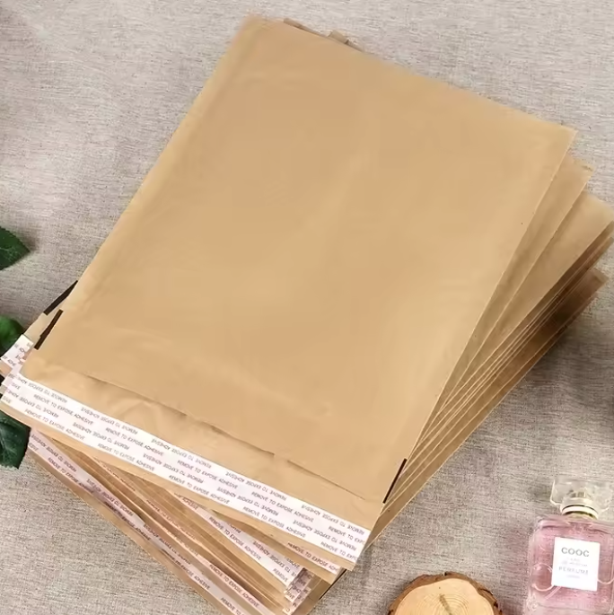 50 kraft paper express bags waterproof self-adhesive bags clothing packaging bags natural color packaging bags with printed logo - 图片 2