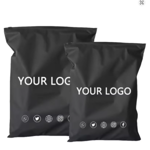 Customized logo black matte zipper bag clothing swimsuit wig packaging bag small business packaging product custom slogan